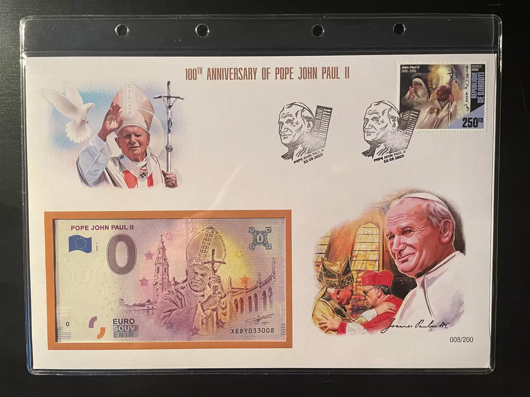 Official Euro Souvenir Cover - Pope John Paul II