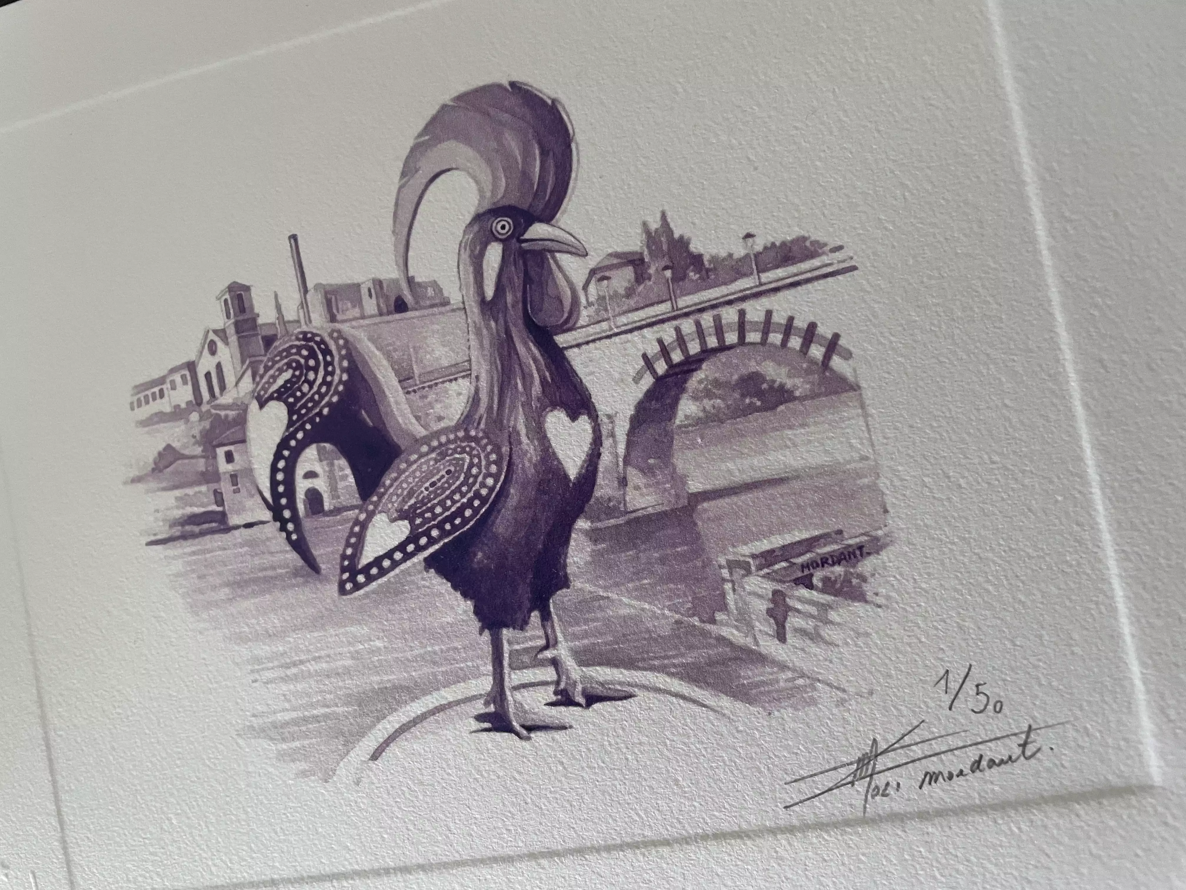 Epreuve d'artiste "Galo de Barcelos" numérotée et signée