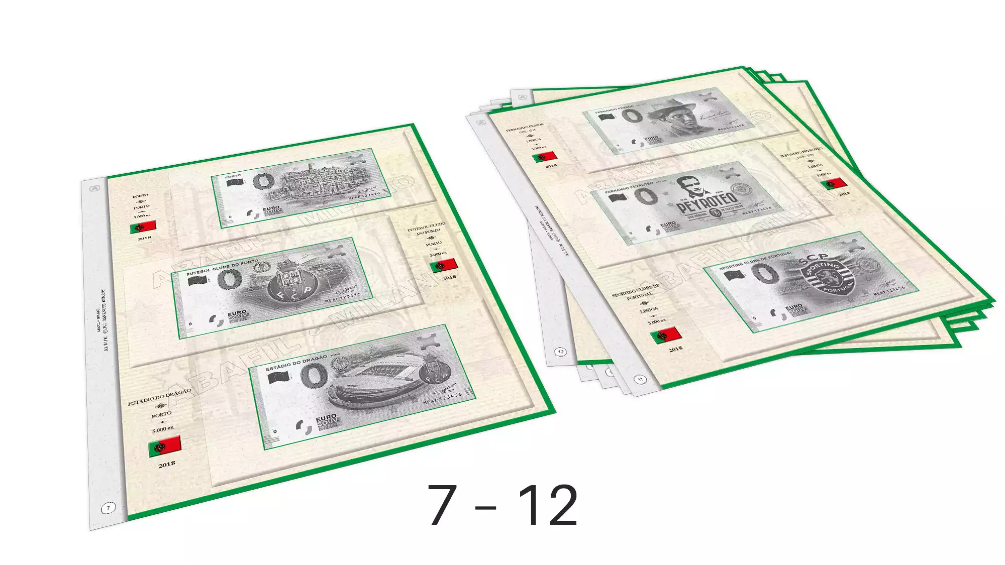 ABAFIL 6 feuilles (2/2018) pour billets 0€ Souvenir Portugal