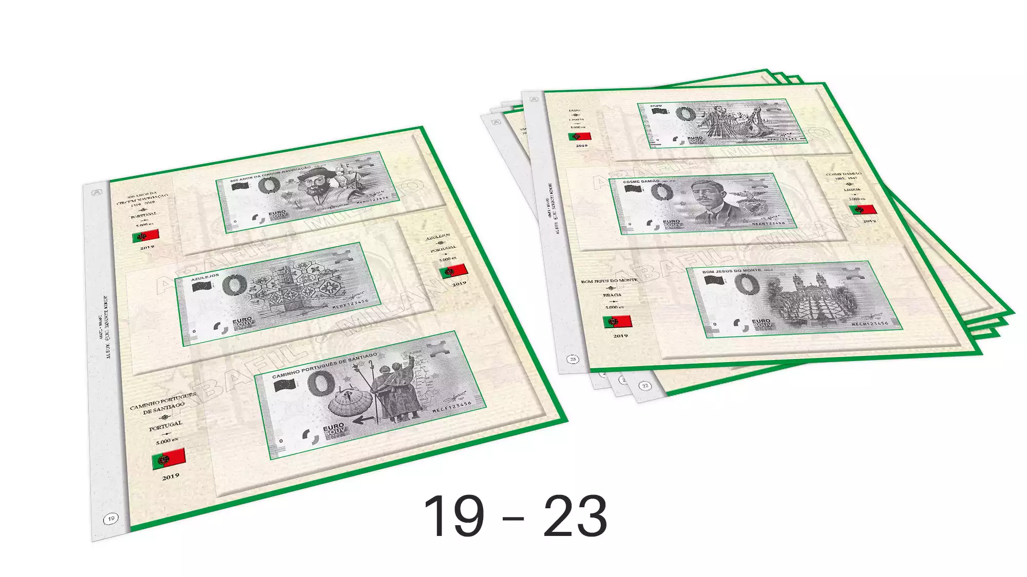 ABAFIL 5 feuilles (2/2019) pour billets 0€ Souvenir Portugal