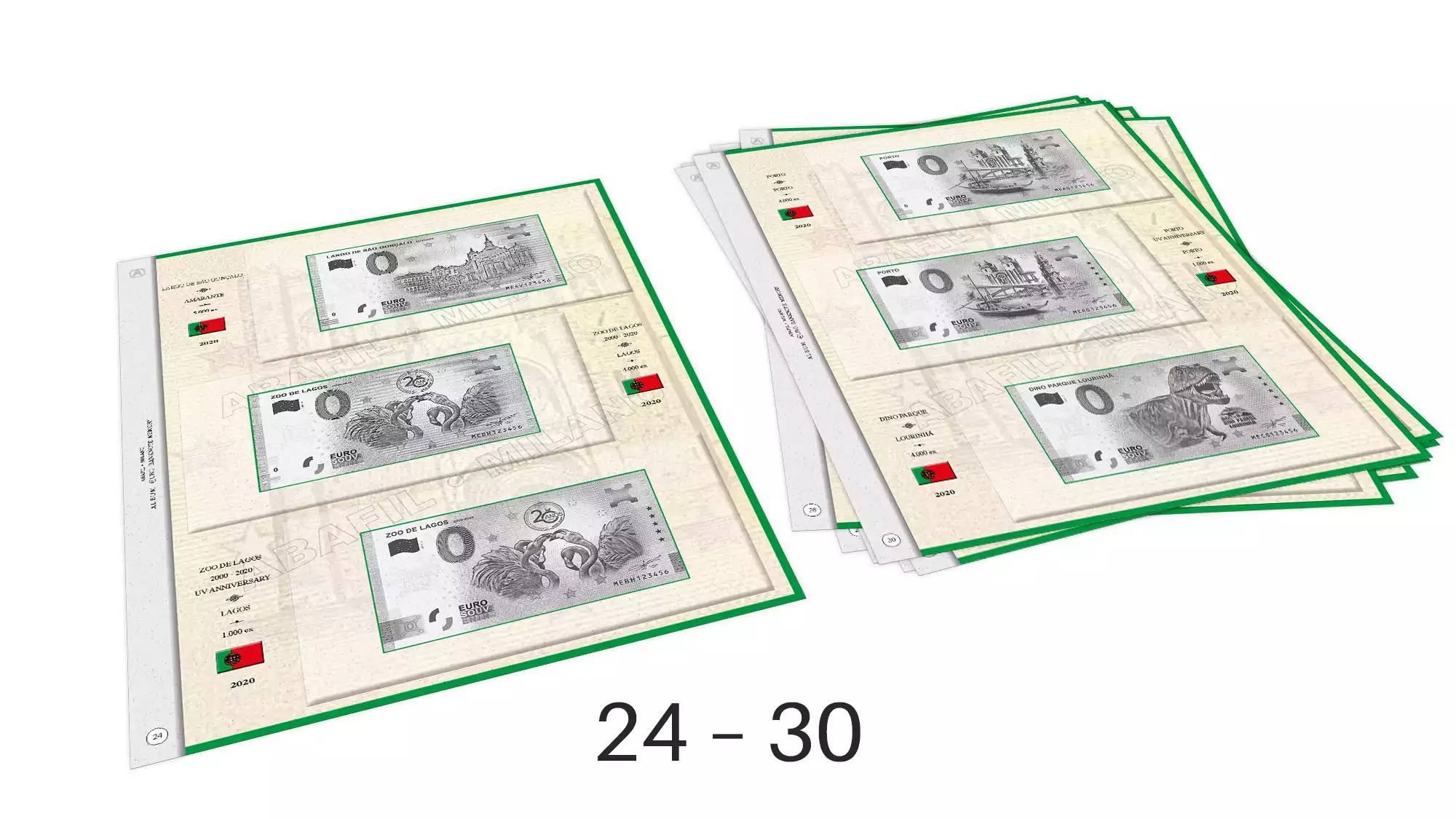 ABAFIL 7 feuilles (1/2020) pour billets 0€ Souvenir Portugal
