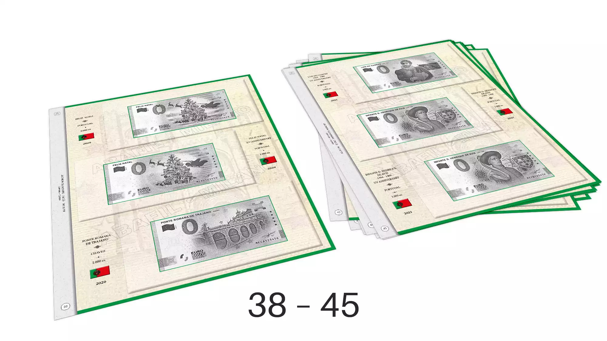 ABAFIL 8 feuilles (1/2021) pour billets 0€ Souvenir Portugal