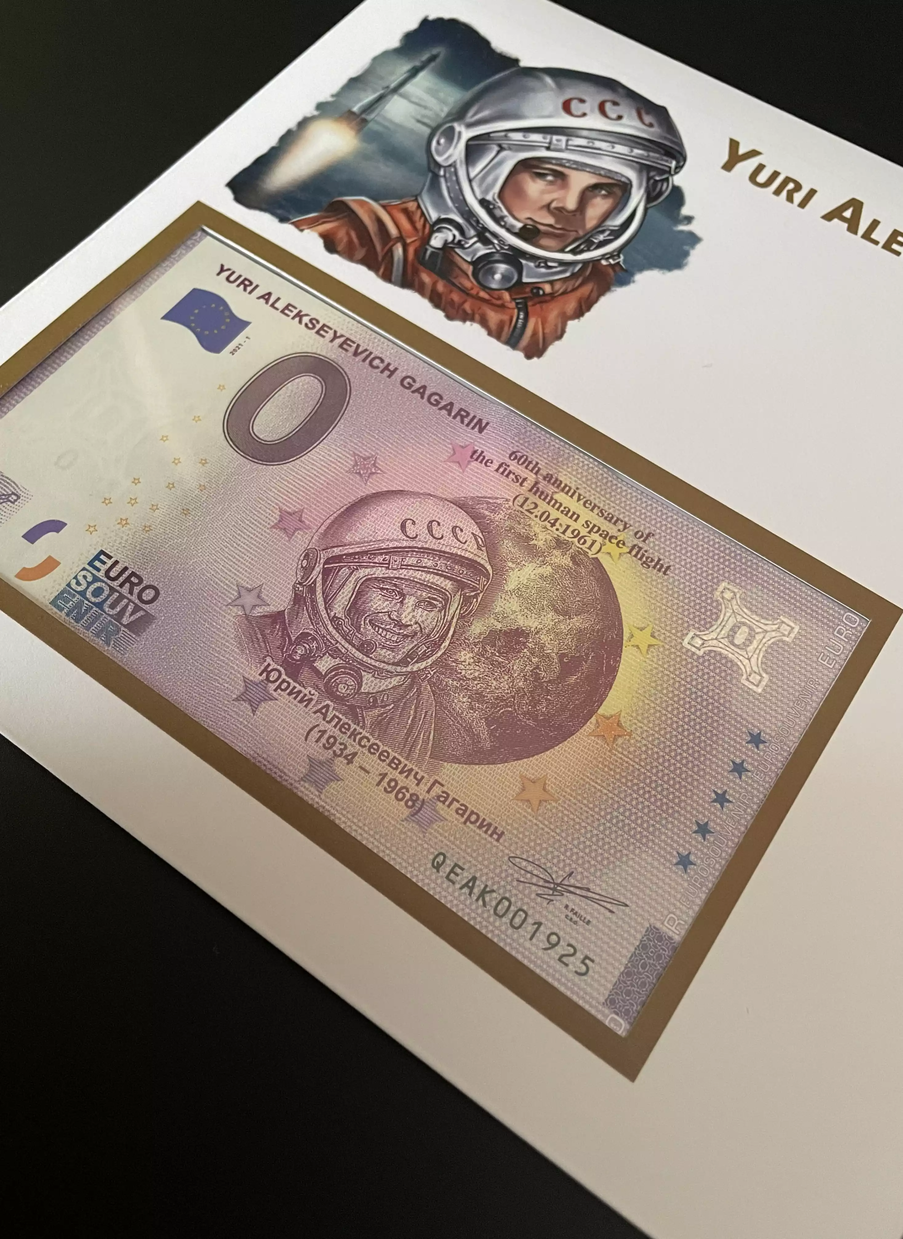 Official Euro Souvenir Cover - Yuri Alekseyevich Gagarin
