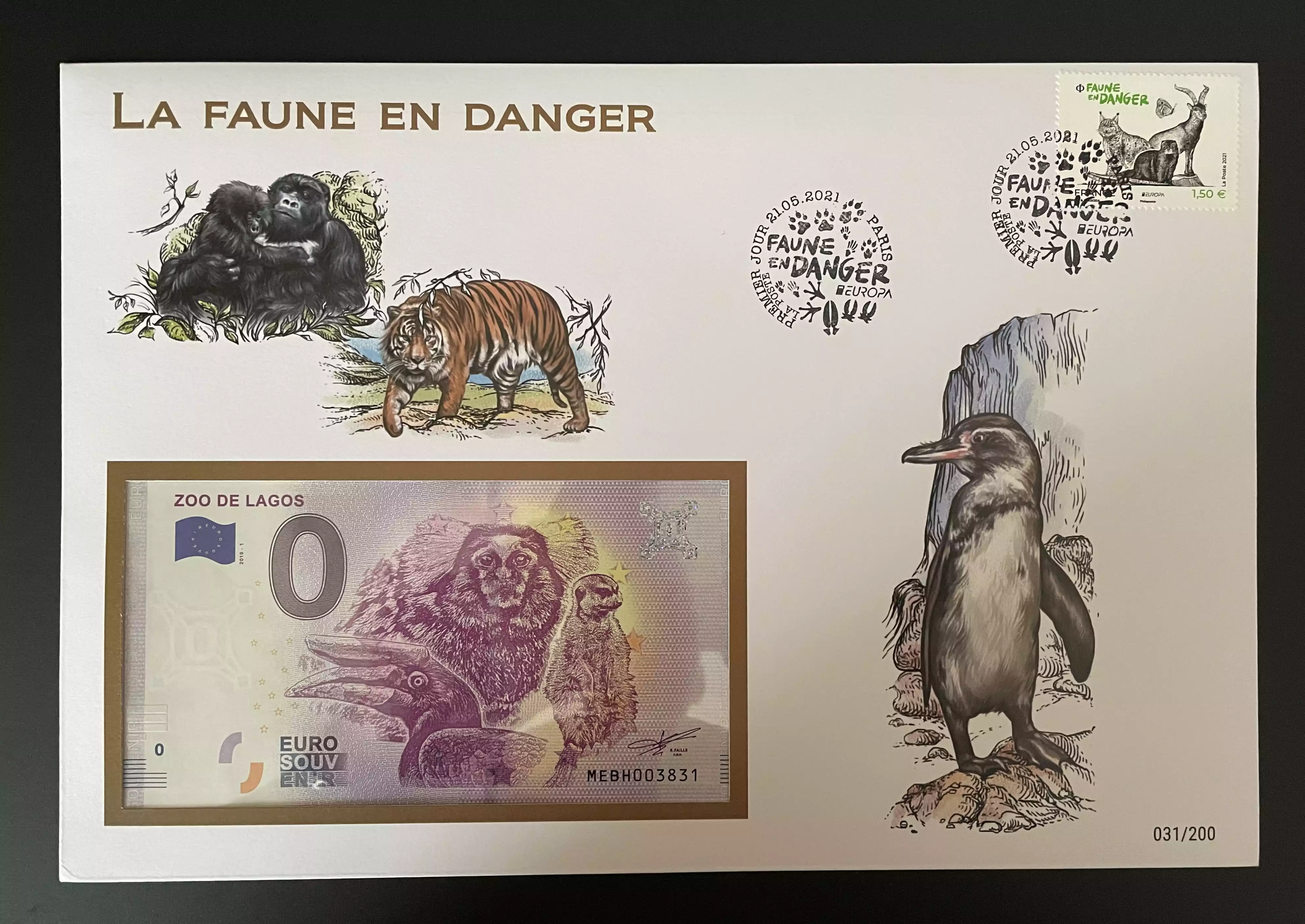 Official Euro Souvenir Cover - La Faune en Danger (Paris)