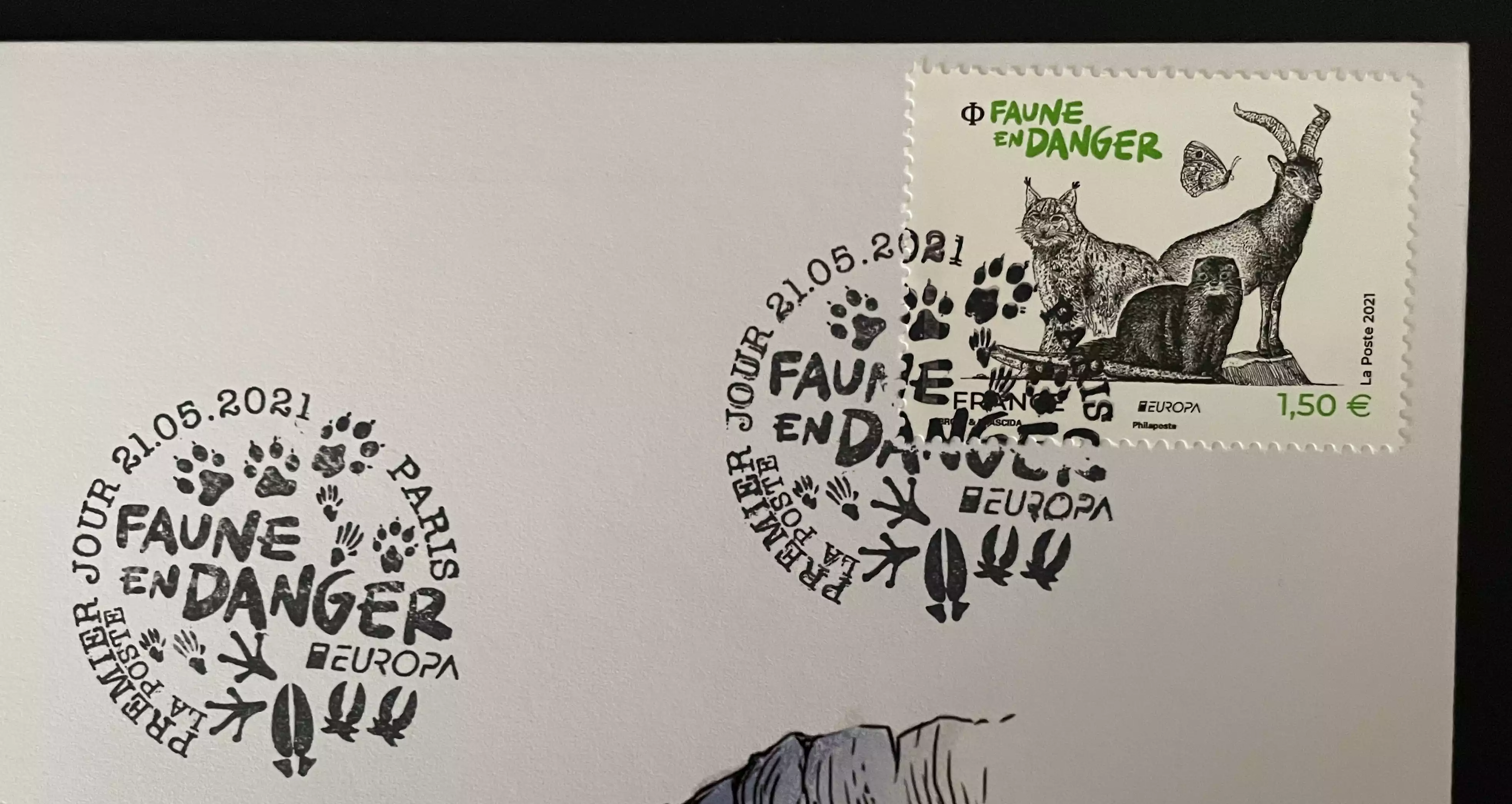 Official Euro Souvenir Cover - La Faune en Danger (Paris)