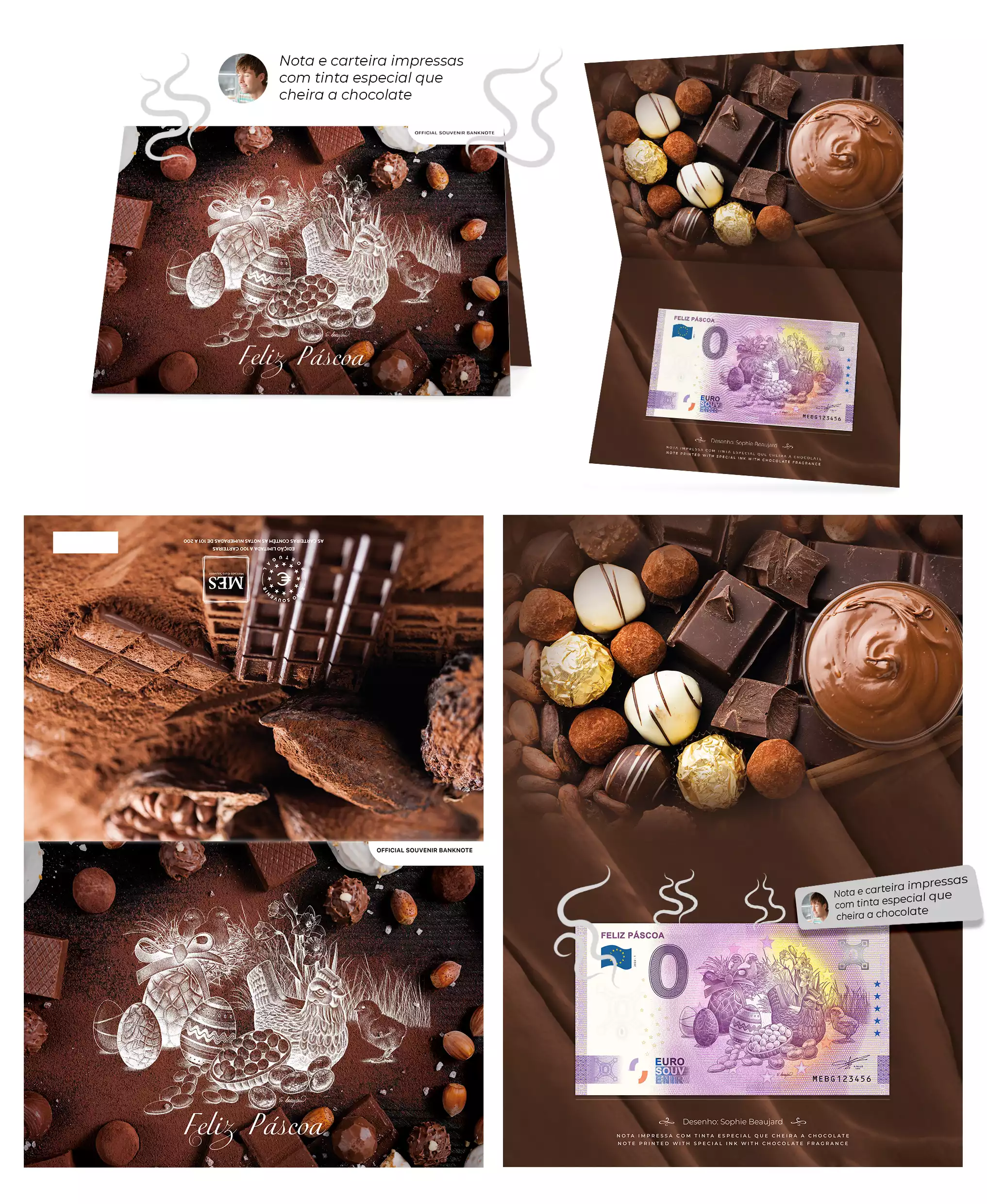 Encart "Feliz Páscoa 2022" parfum chocolat