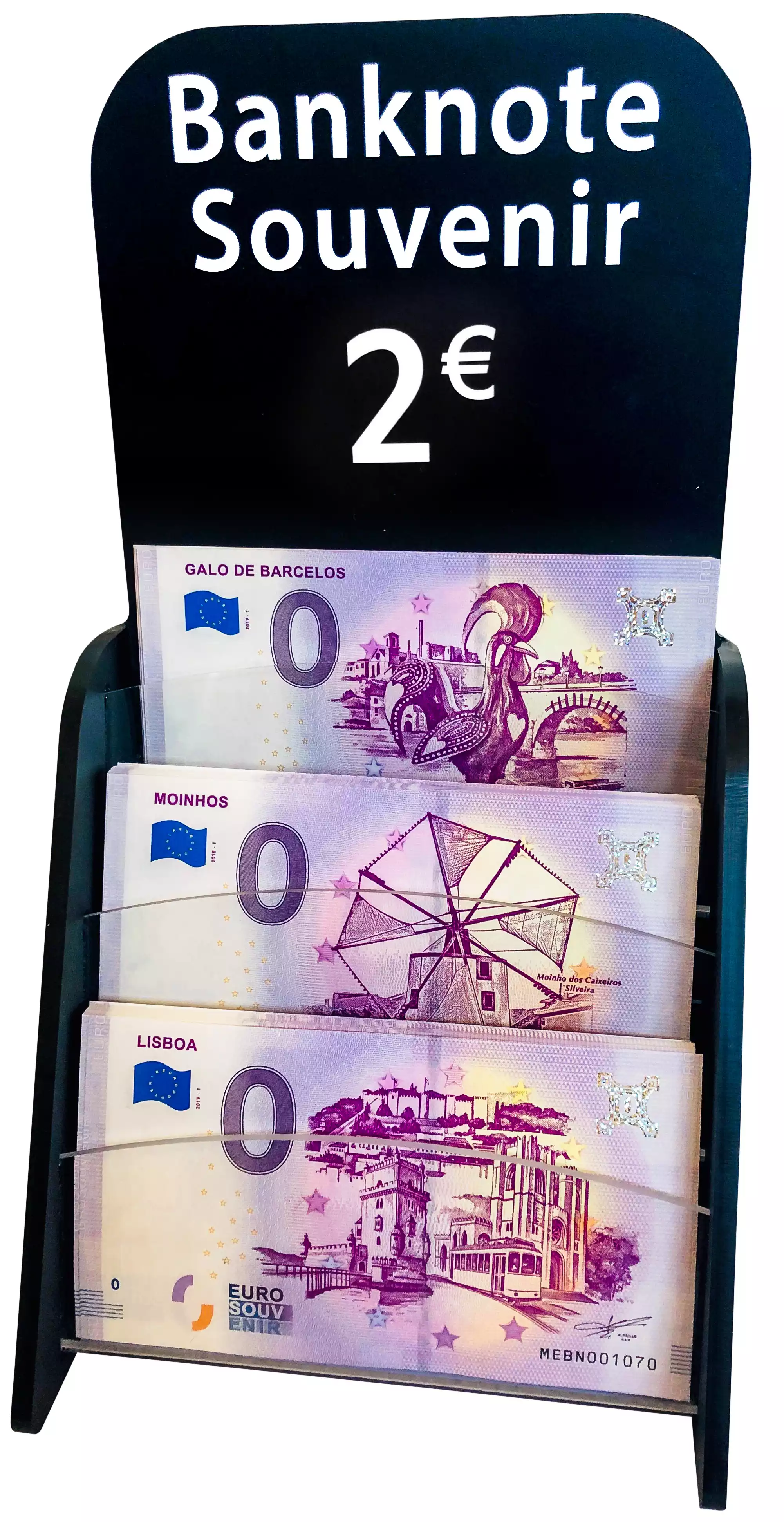 Présentoir de comptoir noir 2 €