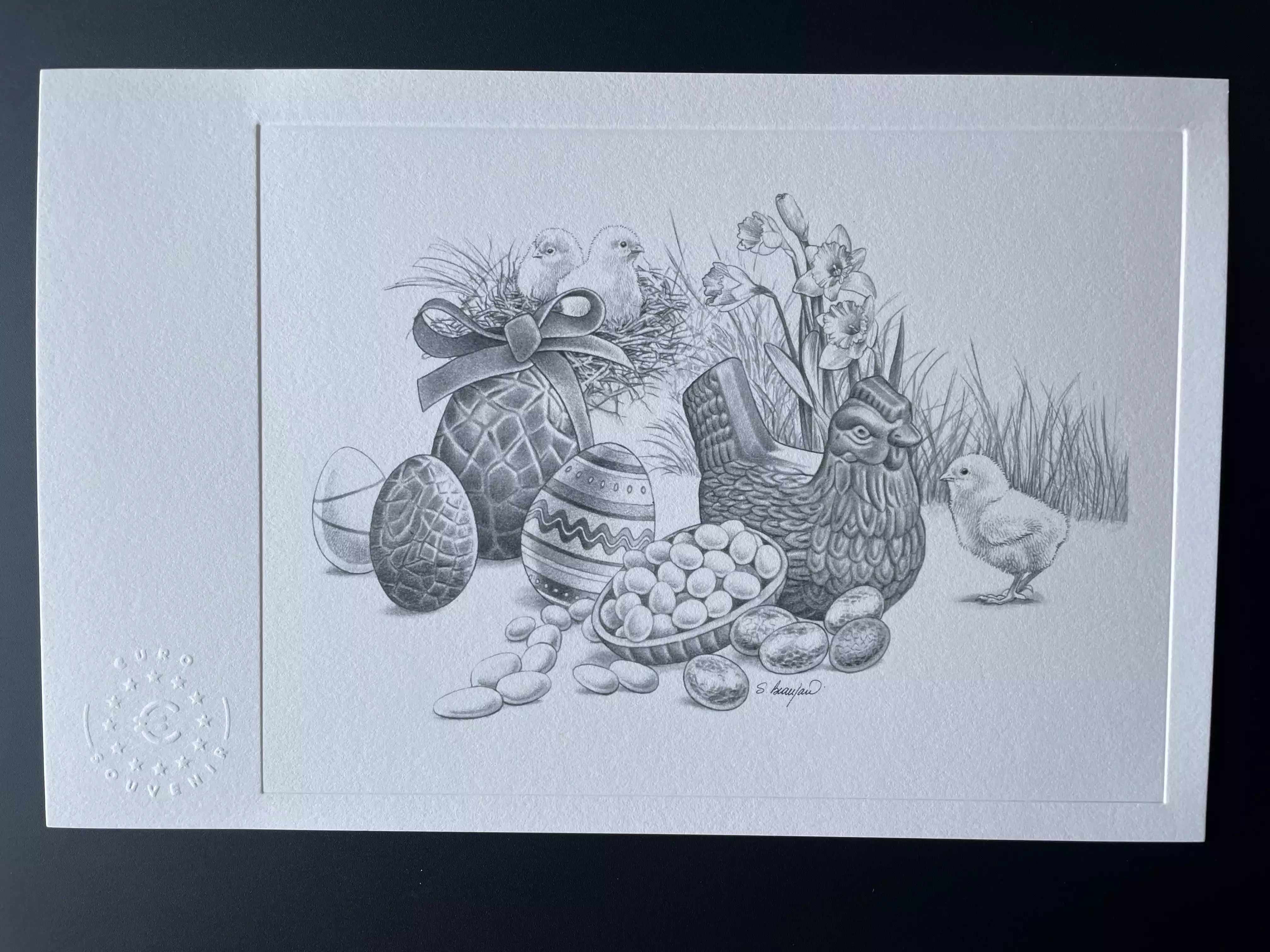 Epreuve d'artiste "Pâques / poule"
