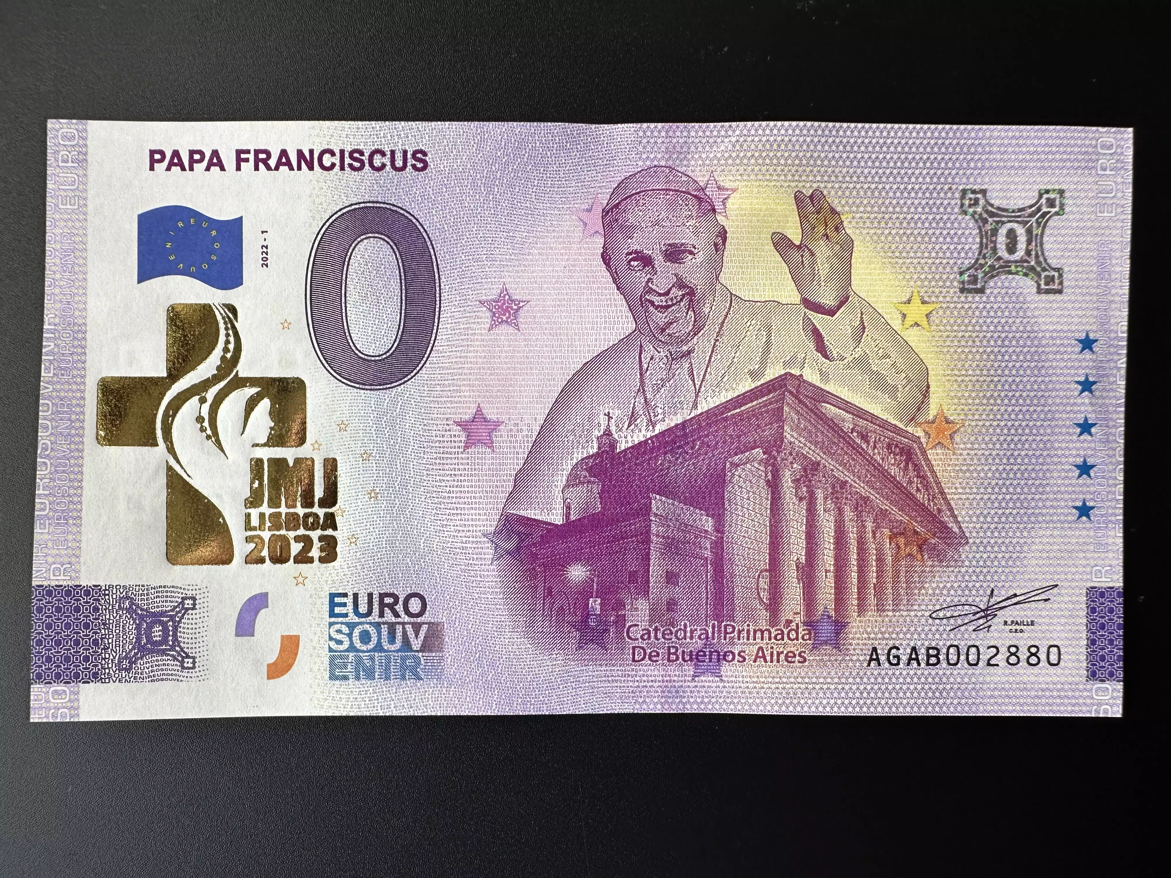 Papa Franciscus Gold " JMJ LISBOA 2023 "