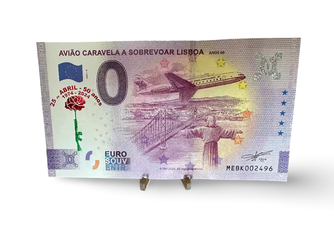 Avião Caravela a sobrevoar Lisboa "25 de Abril 50 Anos 1974 - 2024" Gold